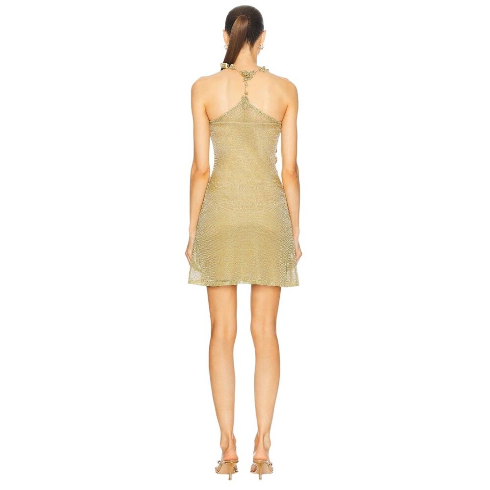 Cult Gaia Alonza Knit Dress in Gold Large New Womens Mini Metallic Cocktail - Picture 3 of 17